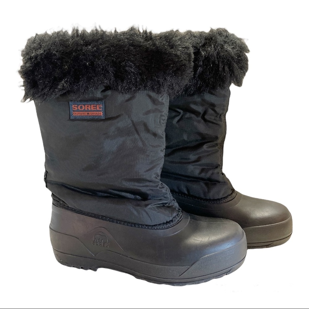 Sorel Kaufman boots ski snow winter waterproof black size 5 fur